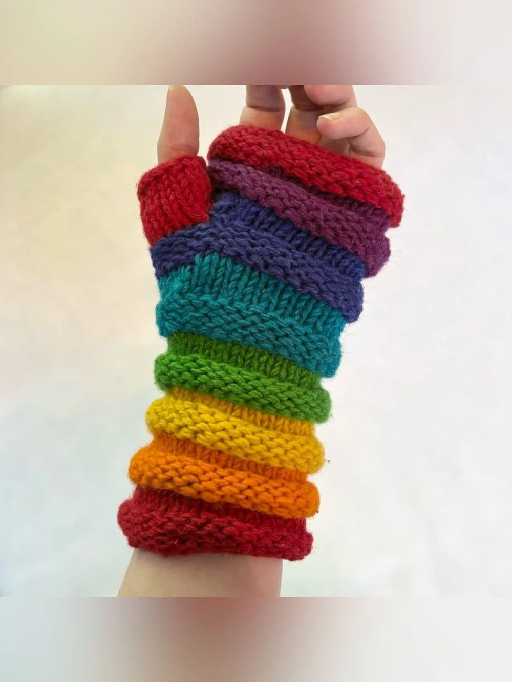 Wool Rainbow Striped Gloves
